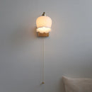 Helnys Nordic Decor LED Wall Sconce Gold Brass White Glass Pull Chain Bedroom Bedside Lamp