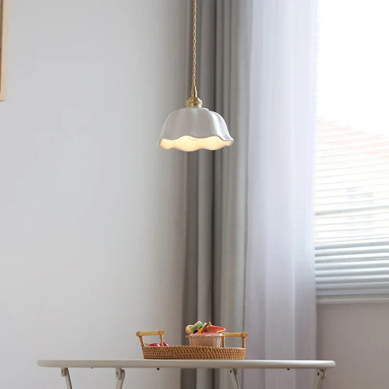 Helnys Ceramic LED Pendant Lamp with Adjustable Copper Socket