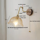 Helnys Amber Glass Wall Lights with Pull Chain Switch and Walnut Canopy