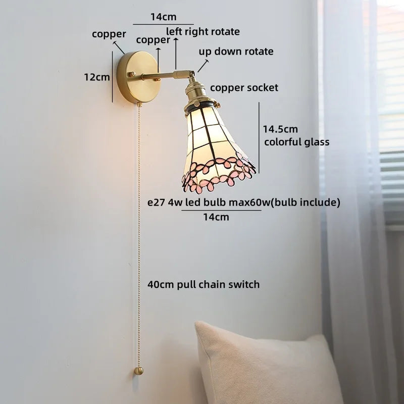 Helnys Glass LED Wall Sconce Switch Living Room Bedroom Kitchen Stair Light