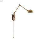 Helnys Copper LED Swing Arm Wall Sconce Walnut Finish, Pull Chain Switch Home Decor