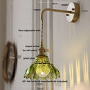 Helnys Nordic Modern Pull Chain Copper Flower Glass LED Wall Lights - Bedroom Balcony Wandlamp