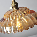 Helnys Amber Flower Glass Pendant Lights with Knob Switch, Adjustable Wire - 200cm