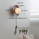 Helnys White Glass Ball LED Wall Lamps With Switch, Modern Wooden Stair Light