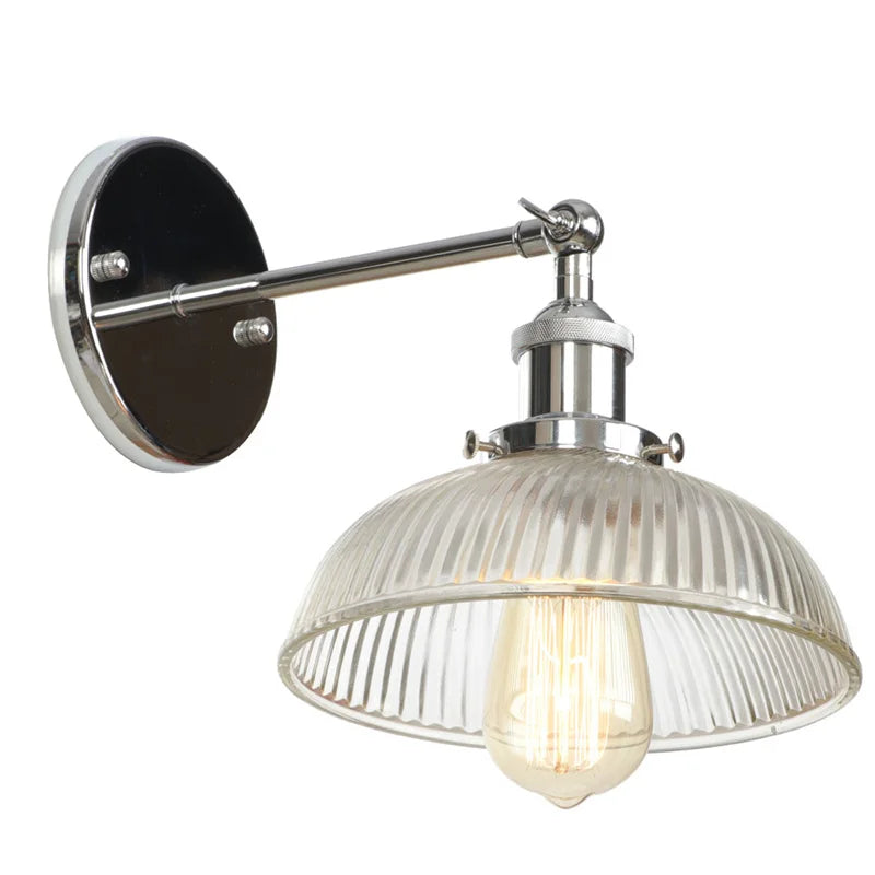 Helnys Clear Glass LED Wall Sconce Rural Bedroom Living Room Light Fixtures