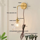 Helnys Nordic LED Wall Light Brass Bedside Lamp Chrome Pull Chain Switch