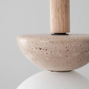 Helnys White Glass LED Pendant Lights - Modern Nordic Yellow Travertine Wood Hang Lamp