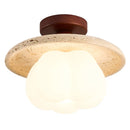 Helnys Wood Stone LED Ceiling Light Fixture | Yellow Travertine Plafondlamp