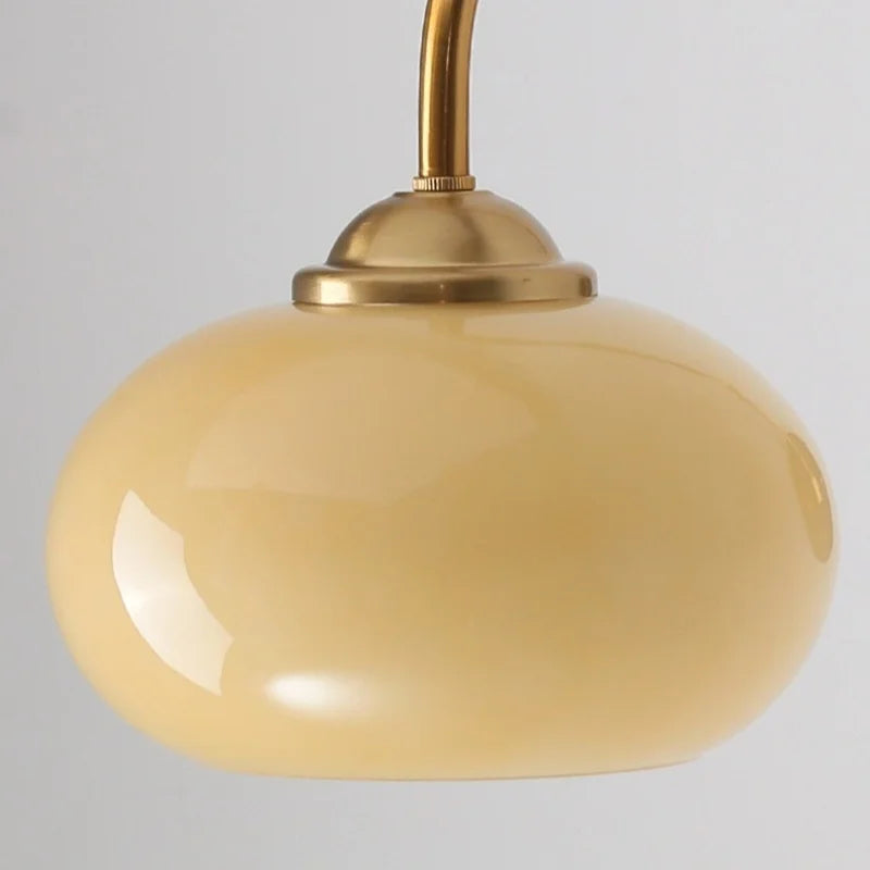 Helnys Nordic Round Glass LED Wall Lights with Wood Base
