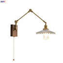 Helnys Nordic Ceramic Wall Lamp with Pull Chain Switch, LED Living Room Bedroom Light