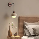 Helnys LED Adjustable Wall Lamp with Pull Chain Switch, Yellow Travertine White Glass