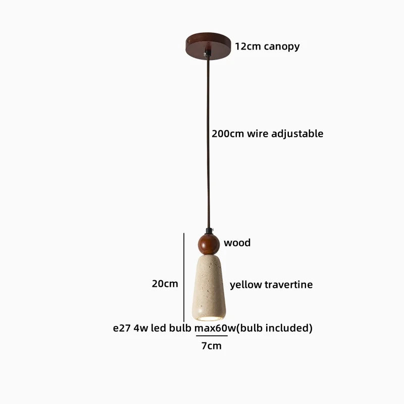 Helnys Yellow Travertine LED Pendant Lamp Modern Nordic Hanging Lights Industrial Style