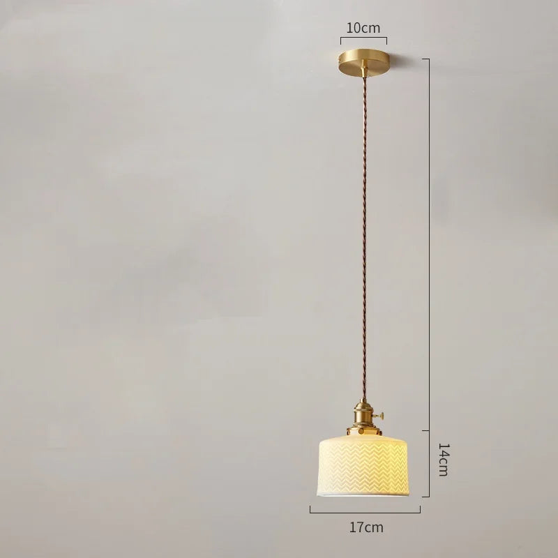 Helnys White Ceramic Brass Pendant Lights for Restaurant Bedroom - Nordic Style