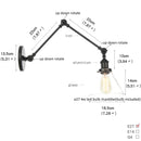 Helnys Black Industrial Loft Swing Arm Wall Light Fixtures Glass Pull Chain Switch Lamp