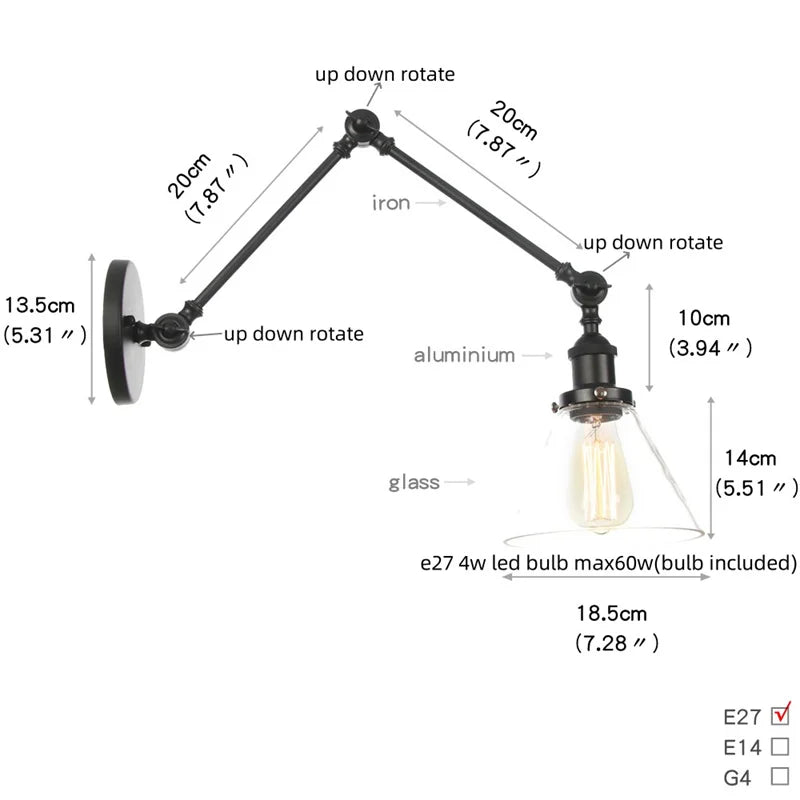 Helnys Swing Arm LED Wall Lights for Home Decor and Bedside Lamp