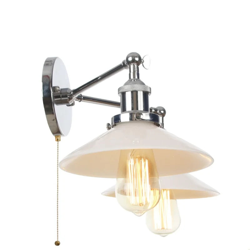 Helnys 2-Head LED Wall Sconce with Pull Chain Switch for Home, Coffee Bar, Bathrooms