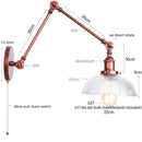 Helnys Vintage Swing Arm Wall Lights with Pull Chain Switch and Glass Ball