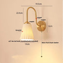 Helnys Glass LED Wall Sconce with Pull Chain Switch, Copper Nordic Bathroom Light