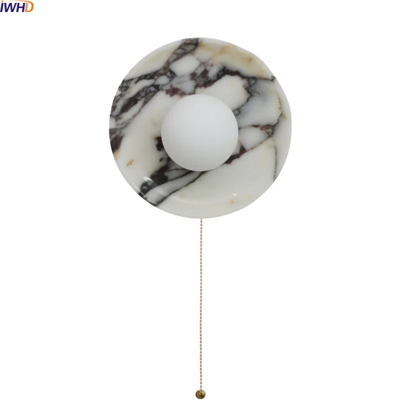 Helnys Round Stone LED Wall Lamp Sconce Shower White Ball G9 Bulb