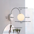 Helnys Silver Hose LED Wall Lamp with White Glass Ball for Modern Bedroom