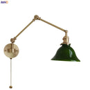 Helnys Copper Swing Arm Wall Lamp with Green White Lampshade