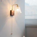 Helnys Nordic Walnut Glass LED Wall Light with Rotatable Brass Finish