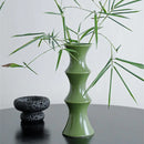 Helnys Retro Bamboo Ceramic Vase Home Decor Chinese Style Living Room Dried Flower