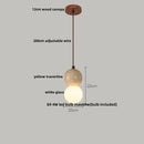 Helnys White Glass LED Pendant Lights - Modern Nordic Yellow Travertine Wood Hang Lamp
