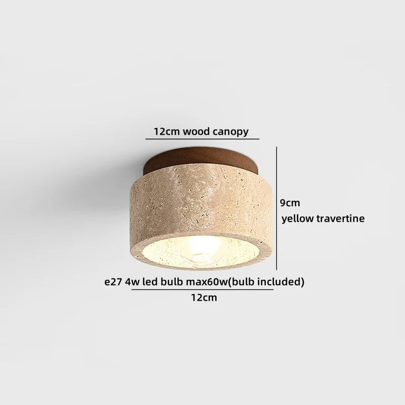 Helnys Yellow Travertine Square LED Ceiling Light Fixture