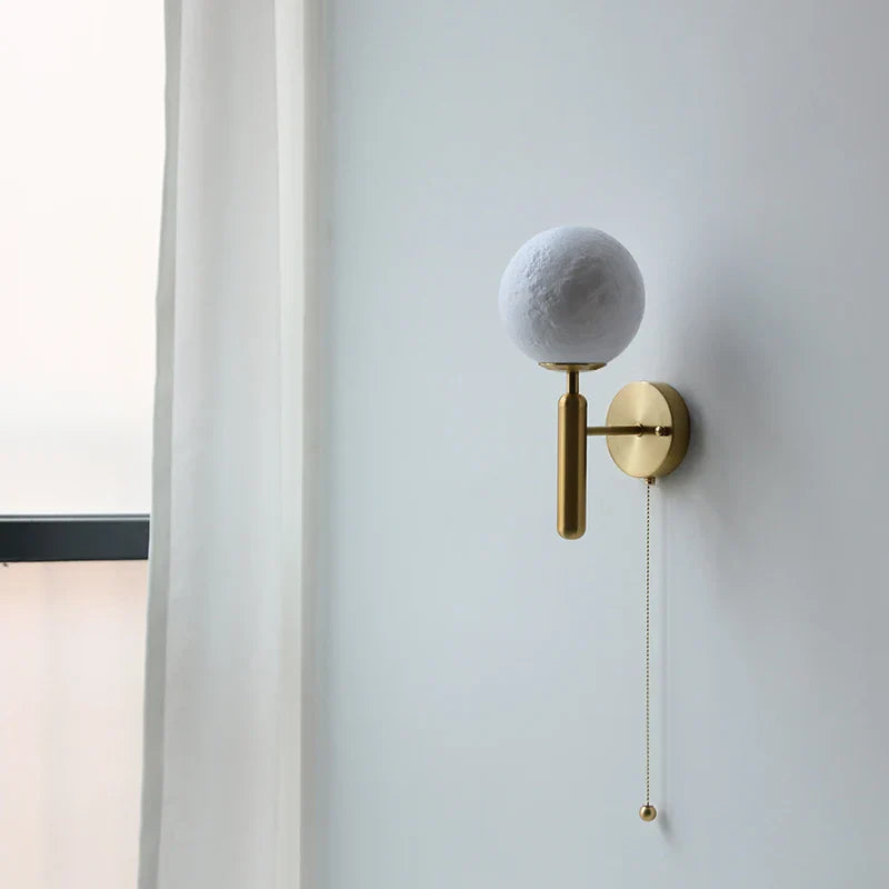Helnys Copper Base LED Wall Lamp with Pull Chain Switch