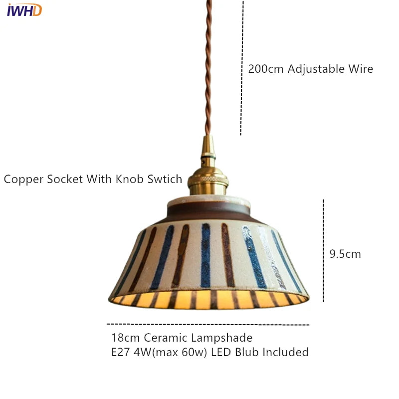 Helnys Ceramic Pendant Lamp LED Hanglamp For Home Decor Dinning Living Room E27
