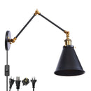 Helnys Retro LED Swing Arm Wall Sconce Black Industrial Vintage Loft Lamp