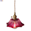 Helnys Purple Flower Glass LED Pendant Lamp Adjustable Modern Hanging Light