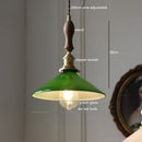 Helnys White Green Glass LED Pendant Lights with Copper Socket & Wood Finish