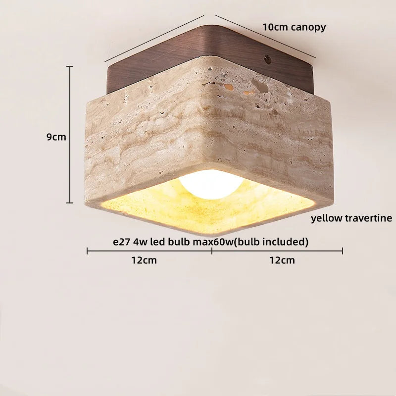 Helnys Yellow Travertine LED Ceiling Light: Nordic Modern Glass Ball Ceiling Lamp