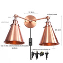 Helnys Loft Plug LED Wall Lamps 2 Heads Industrial Silver Vintage Lighting