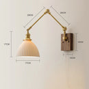 Helnys Copper Swing Arm LED Wall Light with Pull Chain Switch and Walnut Canopy
