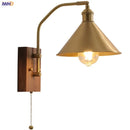 Helnys Nordic Copper LED Wall Lights Fixtures Switch Walnut Wall Lamp
