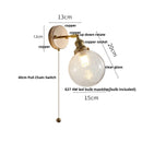 Helnys Glass LED Wall Sconce with Pull Chain Switch - Modern Nordic Bathroom Mirror Light