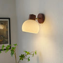Helnys Wood Cream Glass Wall Lamp for Living Room & Bathroom