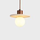 Helnys Yellow Travertine LED Pendant Lights Fixture Glass Stone Wood Nordic Hanging Lamp