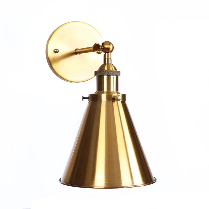 Helnys Vintage Gold Plated Iron Wall Lamp Industrial LED Loft Lighting Fixtures