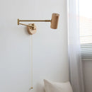 Helnys Ash Wood Swing Arm LED Wall Sconce - Up Down Rotate Bedside Lamp