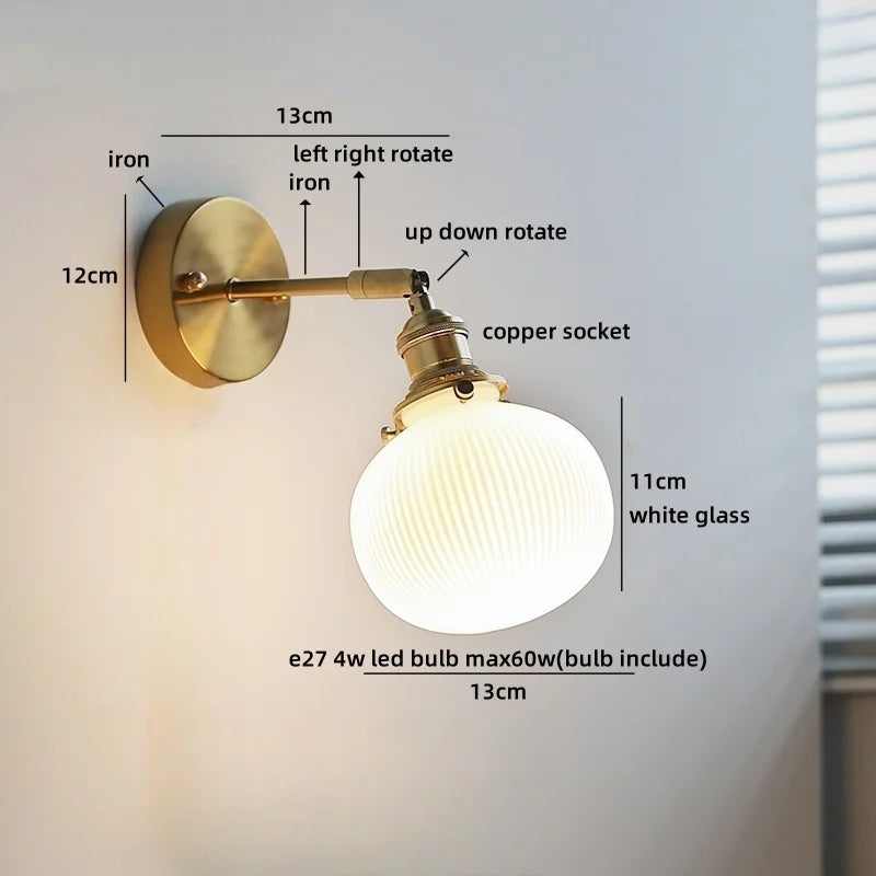 Helnys Nordic LED Wall Light Ceramic Bedroom Stair Lamp