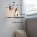 Helnys Square Glass LED Wall Light with Pull Wire Switch & Night Bedside Lamp