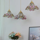 Helnys Pink Glass Brass LED Pendant Light - Nordic Modern Adjustable Hanging Lamp