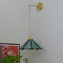 Helnys Vintage Glass Brass LED Wall Sconce Switched Vanity Light