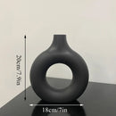 Helnys Black Ceramic Vase Donuts Flower Pot Decoration Interior Office Desktop Decor