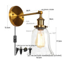 Helnys Vintage LED Glass Wall Sconce with Pull Chain Switch