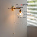 Helnys Colorful Glass LED Wall Lamp Sconce with Pull Chain Switch
